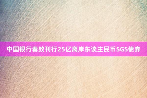 中国银行奏效刊行25亿离岸东谈主民币SGS债券